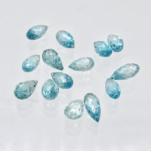 Pair (2) Rare Natural Blue Zircon Faceted 9x4.5-8.2x4mm Briolette Beads 5095C - PremiumBead Alternate Image 8