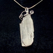 Load image into Gallery viewer, Kunzite Wire-Wrap Clear Crystal Sterling Silver Pendant | 2 1/4 Inch Long |
