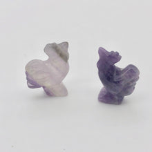 Load image into Gallery viewer, 2 Cute Carved Nartural Amethyst Rooster Beads | 19x13mm | Purple - PremiumBead Primary Image 1
