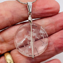 Load image into Gallery viewer, Tourmalated Quartz Beautiful Round Sterling Silver Pendant | 2&quot; Long | Disc |

