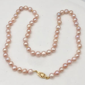 Freshwater Round Pearl Knotted 14K Gold Filled Necklace | 19 Inch | Pink |