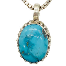 Load image into Gallery viewer, Turquoise Sterling Silver Native Oval Pendant | 1 1/4&quot; Long | Blue/Silver |
