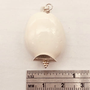 Pink Conch Shell Drop Sterling Silver Pendant | 1 1/2" Long |