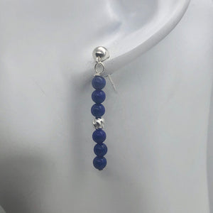 Natural AAA Lapis with Sterling Silver Stud Earrings | 1 1/2" Long | Blue |
