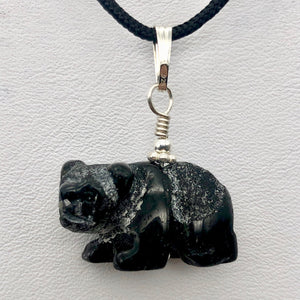 Adorable! Carved Onyx Panda Bear Silver Pendant | 19x14x10mm (Panda) 4mm (Bail Opening) | Black - PremiumBead Alternate Image 3