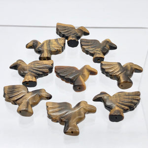 Lovely Hand Carved Tiger's Eye Dove Bird Figurine | 25.5x18x7 | Golden - PremiumBead Alternate Image 4