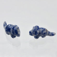 Load image into Gallery viewer, Dinosaur 2 Carved Sodalite Triceratops Beads | 22x11x7.5mm | Blue w/White - PremiumBead Primary Image 1
