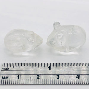 Cute Quartz Carved Mouse Beads | 19x11x11 mm | Clear