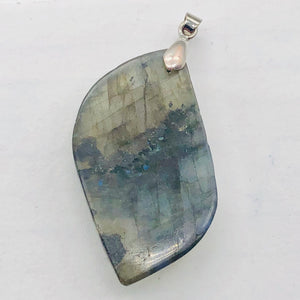 Labradorite Sterling Silver Natural | 1 1/2" Long | Blue/Gray | 1 Pendant |