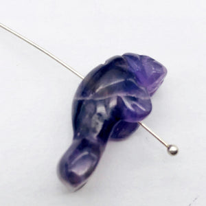 Grace Carved Amethyst Manatee Bead Figurine | 27x10x12mm | Purple - PremiumBead Alternate Image 6