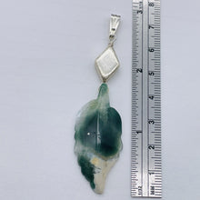 Load image into Gallery viewer, Jasper Sterling Silver Leaf Pendant | 2 3/4&quot; Long | Green/White | 1 Pendant |
