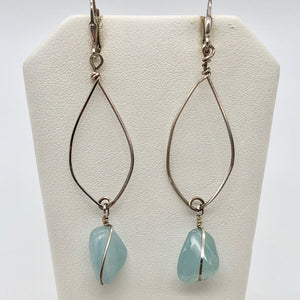 Designer Aquamarine & Sterling Silver Drop Earrings 7103E - PremiumBead Primary Image 1