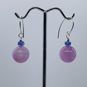 Kunzite Tanzanite Sterling Silver Drop Earrings | 1 1/4" | Lavender Blue |