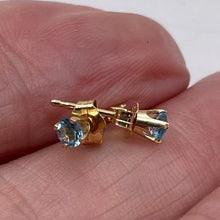 Load image into Gallery viewer, Blue Zircon 14K Gold 3mm Stud Round | 3mm | Blue | 1 Earrings
