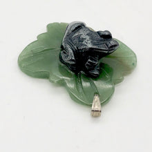 Load image into Gallery viewer, Ribbit Hematite Frog On Aventurine Lily pad Pendant | 28x28.5x11mm | Silver black
