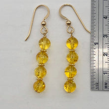 Load image into Gallery viewer, Amber 4 Bead 14K Gold Filled Drop/Dangle Earrings | 2&quot; Long | Yellow | 1 Pair |

