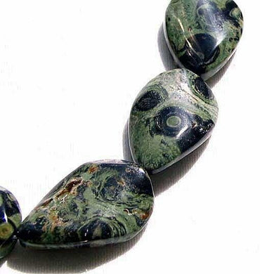 2 Green Kambaba Jasper Focal Teardrop Beads 8901 - PremiumBead Primary Image 1