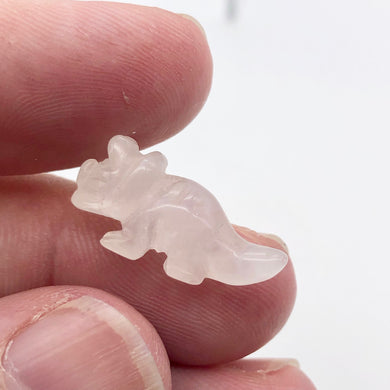 Pink Dinosaur Rose Quartz Triceratops Figurine/Worry | 22x12x7.5mm | Pink - PremiumBead Primary Image 1