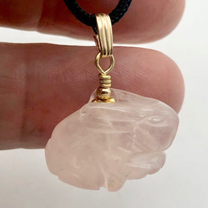 Rose Quartz Bunny Rabbit Pendant Necklace|SemiPrecious Stone Jewelry|14K Pendant - PremiumBead Alternate Image 4