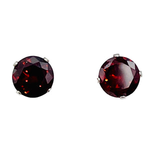 January 5mm Created Garnet & Silver Earrings 10147A