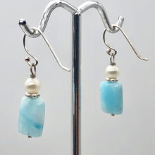 Load image into Gallery viewer, Hemimorphite Pearl Sterling Silver Bead Drop/Dangle Earrings | 1 &quot; Long | Blue |
