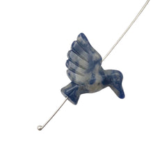 Load image into Gallery viewer, Unique Hand Carved Sodalite Dove Bird Figurine/Worry Stone | 25x14x7.5mm | Blue White
