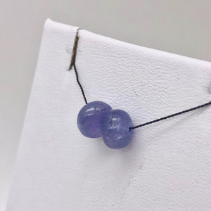 Rare Tanzanite Smooth Roundel Beads | 2 Bds | 7.9-7mm| Blue | ~5 cts | 10387B - PremiumBead Alternate Image 2