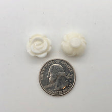 Load image into Gallery viewer, 3 Elegant Carved White Clam-shell Rose Flower Button Beads 10782 | 47x37mm | Cream - PremiumBead Alternate Image 2
