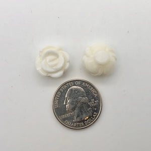 3 Elegant Carved White Clam-shell Rose Flower Button Beads 10782 | 47x37mm | Cream - PremiumBead Alternate Image 2
