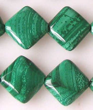 Load image into Gallery viewer, Superb Malachite Diagonal Square Bead 7.75 inch Strand | 14x12x4mm | 14 Beads |

