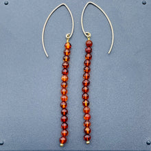 Load image into Gallery viewer, Amber 5 Beads 14K Gold Filled Drop/Dangle Earrings | 1 3/4&quot; Long | Red |
