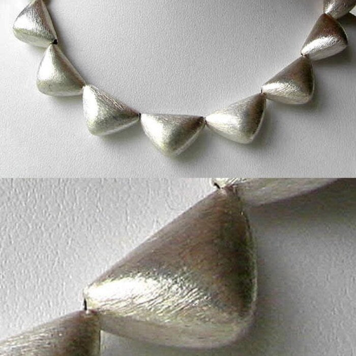 Designer 12 Brushed Silver Triangle Bead (24 Grams) 8 inch Strand 107236 - PremiumBead Primary Image 1