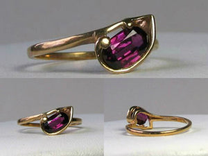 Natural Purple Faceted Oval Garnet in Solid 10Kt Yellow Gold Ring Size 6 9982Ac - PremiumBead Primary Image 1