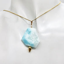 Load image into Gallery viewer, Hemimorphite 14K Gold Filled Carved Pendant | 1 3/4&quot; Long | Blue | 1 Pendant |
