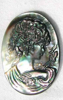 Exquistely Carved Black Tahitian Mop Shell Cameo 4393L - PremiumBead Primary Image 1