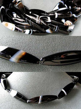 Load image into Gallery viewer, 2 Beads of Black &amp; White Sardonyx 3-Sided 40x10mm Tube Beads 005983 - PremiumBead Primary Image 1
