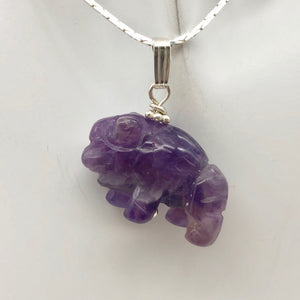 Amethyst Hand Carved Bison / Buffalo Sterling Silver 1" Long Pendant 509277AMS - PremiumBead Alternate Image 5