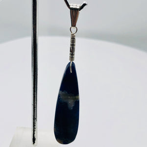 Sodalite Sterling Silver Teardrop | 3" Long | Blue/White | 1 Pendant |
