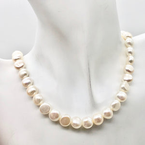 Huge 10 to 9mm Creamy White Button FW Pearls 004500