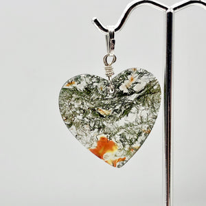 Limbcast Agate Agate Valentine Heart Silver Pendant | 28x28x2mm | Moss Green | - PremiumBead Alternate Image 5