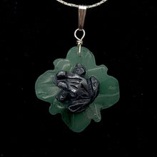 Load image into Gallery viewer, Ribbit Hematite Frog On Aventurine Lily Pad Stering Silver Pendant| 1 5/8&quot; Long|
