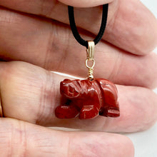 Load image into Gallery viewer, Natural Braciated Jasper Bear 14Kgf Pendant | 13x18x9mm | Dark Brick Red - PremiumBead Alternate Image 3
