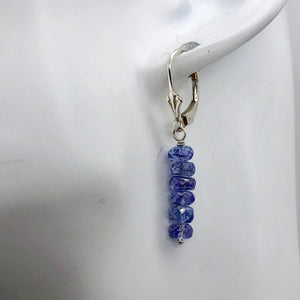 Tanzanite Faceted Roundel Bead Sterling Silver Earrings| 1.5" Long | Lever Back