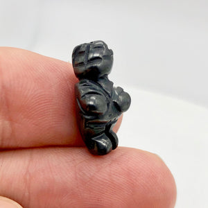 FERTILE! Carved Hematite Goddess of Willendorf Figurine | 20x10x9mm | Silver - PremiumBead Alternate Image 2