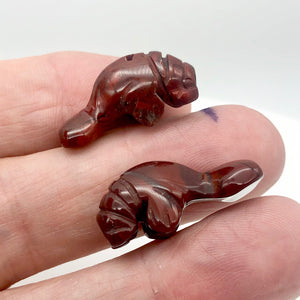 Adorable Breciated Jasper Manatee Figurine Worry-stone | 25x13x10mm | Red Brown - PremiumBead Alternate Image 9