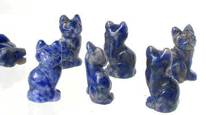 Adorable! 2 Sodalite Sitting Carved Cat Beads | 21x14x10mm | Blue white - PremiumBead Alternate Image 2