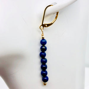 Lapis Lazuli and 14K gf Semi Precious Stone Earrings | 4mm Lapis | 2" Long | - PremiumBead Alternate Image 7