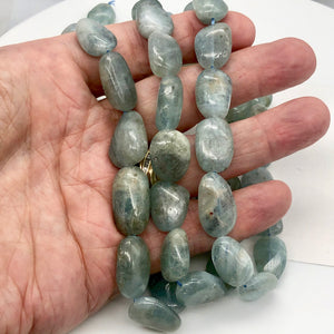 Natural Aquamarine Pebble Bead 8" Strand | 11 Beads | 25x15x11-15.5x13x7mm | - PremiumBead Alternate Image 9