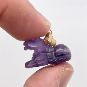 Amethyst Horse Pendant Necklace | Semi Precious Stone Jewelry | 14k Pendant - PremiumBead Alternate Image 2