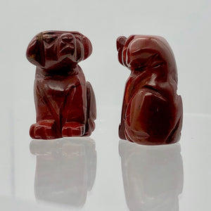 Brecciated Jasper Puppy Dog Figurine Worry Stone | 20x12x10mm | Red brown